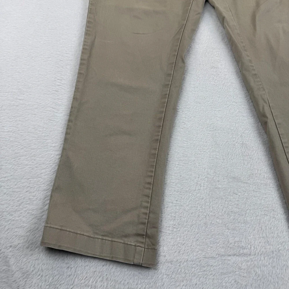 Uniqlo Slim Fit Chino Pants Mens 33x34 Khaki Tan Cotton Flat Front Trousers